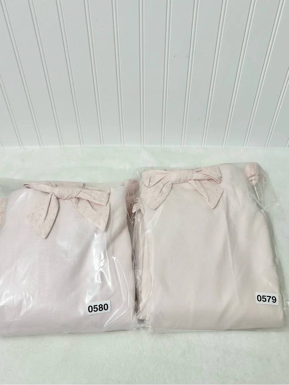 Pottery Barn Kids Tie top eyelet drapes 84”